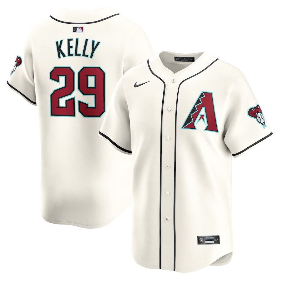 Men Arizona Diamondback 29 Merrill Kelly Nike White Home Limited Player MLB Jersey